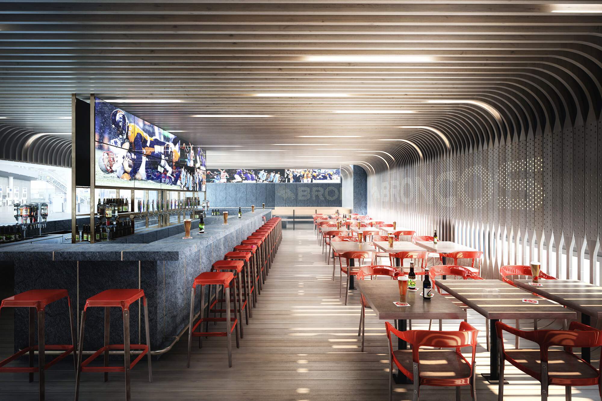 Official Martonffy Architecture Studio rendering of New Belgium Brewing Restaurant and Bar at Denver International Airport